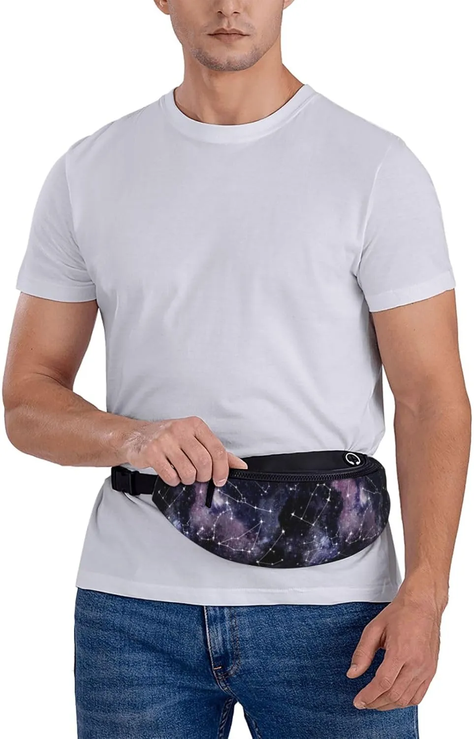 Space Star Pagan Space Black Galaxy Constellation Fashion Casual Fanny Pack Waist Bag Men Women Adjustable Belt Waist Bag For Travel Hiking Cycling Running Festival Carnival