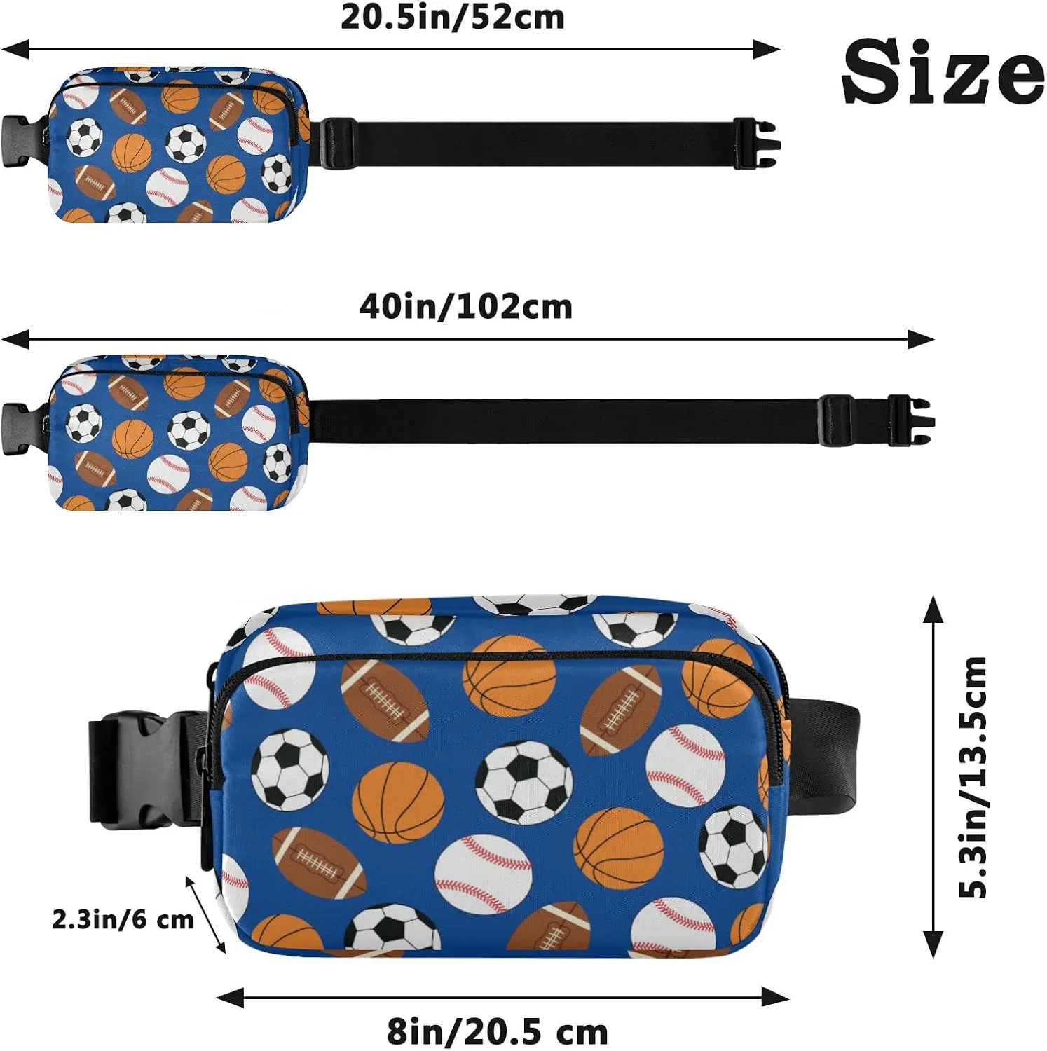 Sports Football Baseball Basketball Soccer Fanny Pack for Women Men Crossbody Belt Bag Fashion Waist Packs Purse with Adjustable Strap Bum Bag for Teen Girls Boys