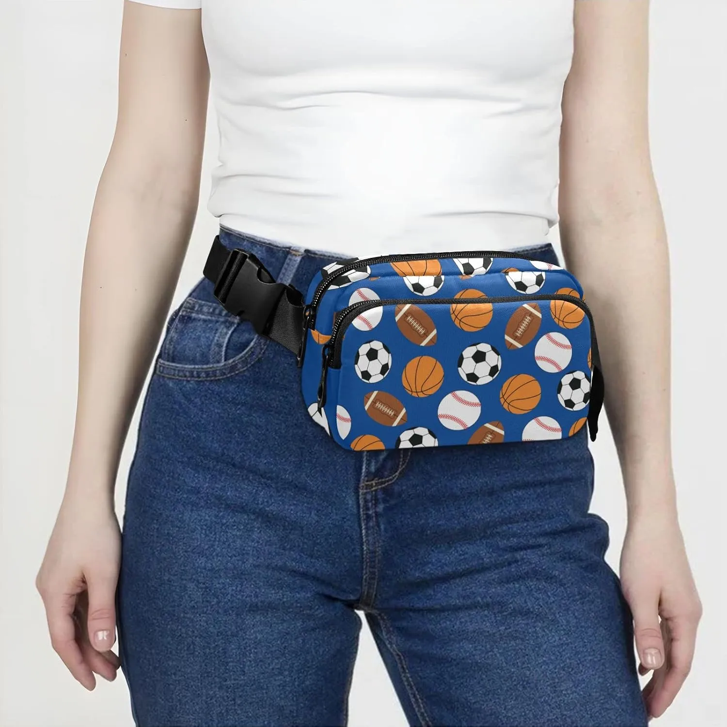 Sports Football Baseball Basketball Soccer Fanny Pack for Women Men Crossbody Belt Bag Fashion Waist Packs Purse with Adjustable Strap Bum Bag for Teen Girls Boys