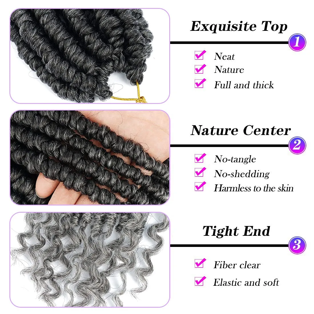 spring Senegalese Twist Crochet Braids Curl End 12 inch Synthetic Twist Grey Crochet Hair For Black Women pro looped hair extensions 6 packs T1B/GREY