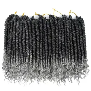 spring Senegalese Twist Crochet Braids Curl End 12 inch Synthetic Twist Grey Crochet Hair For Black Women pro looped hair extensions 6 packs T1B/GREY