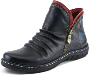Spring Step L'Artiste Chesapeake Women's Floral Bootie - Painted Flowers, Burnished Leather, Bohemian Style