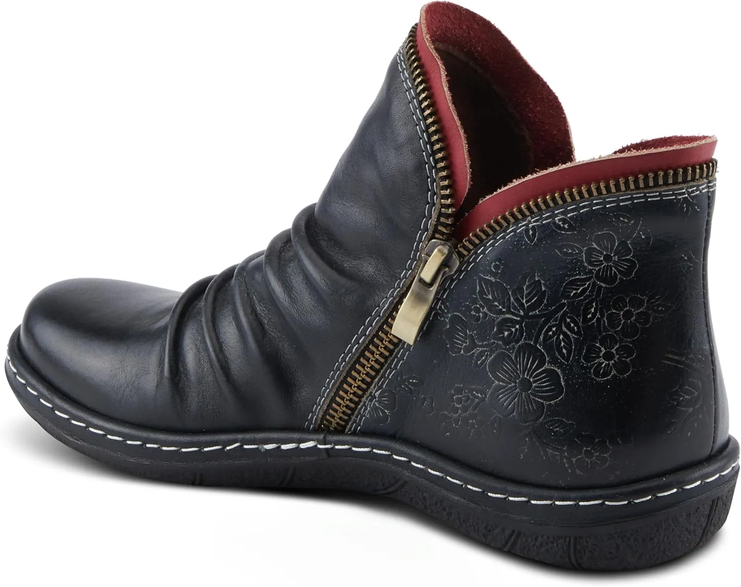 Spring Step L'Artiste Chesapeake Women's Floral Bootie - Painted Flowers, Burnished Leather, Bohemian Style