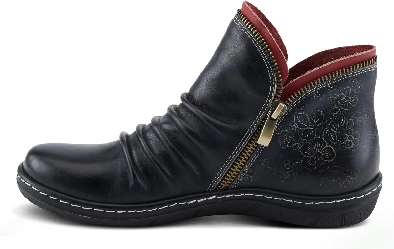 Spring Step L'Artiste Chesapeake Women's Floral Bootie - Painted Flowers, Burnished Leather, Bohemian Style