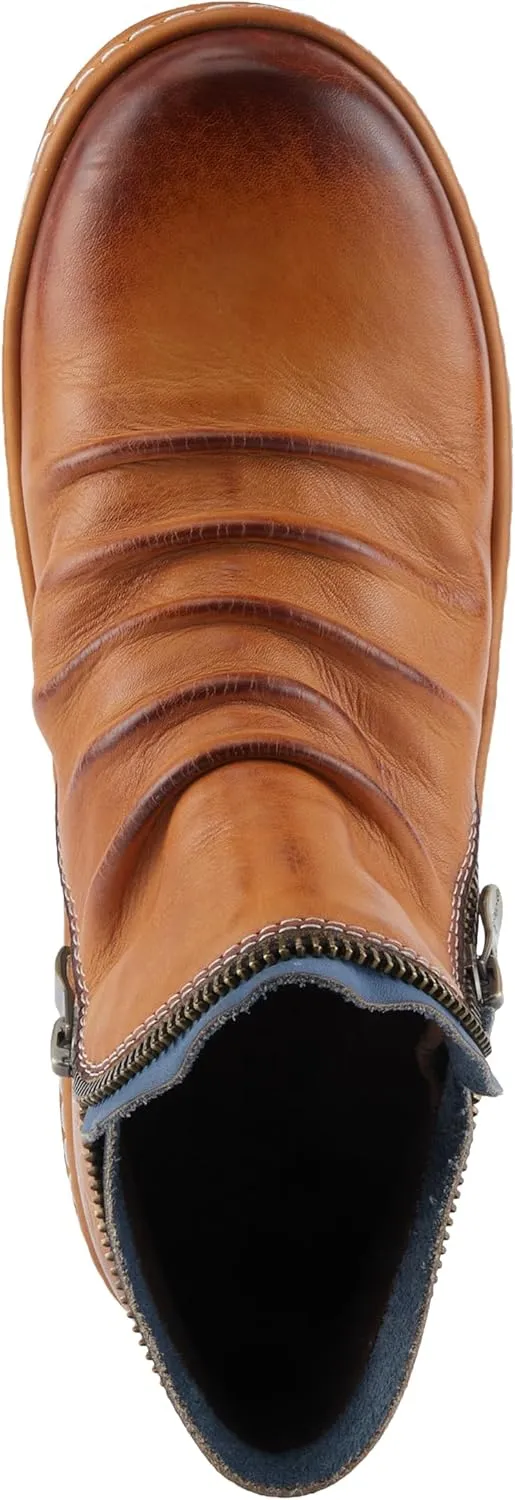 Spring Step L'Artiste Chesapeake Women's Floral Bootie - Painted Flowers, Burnished Leather, Bohemian Style