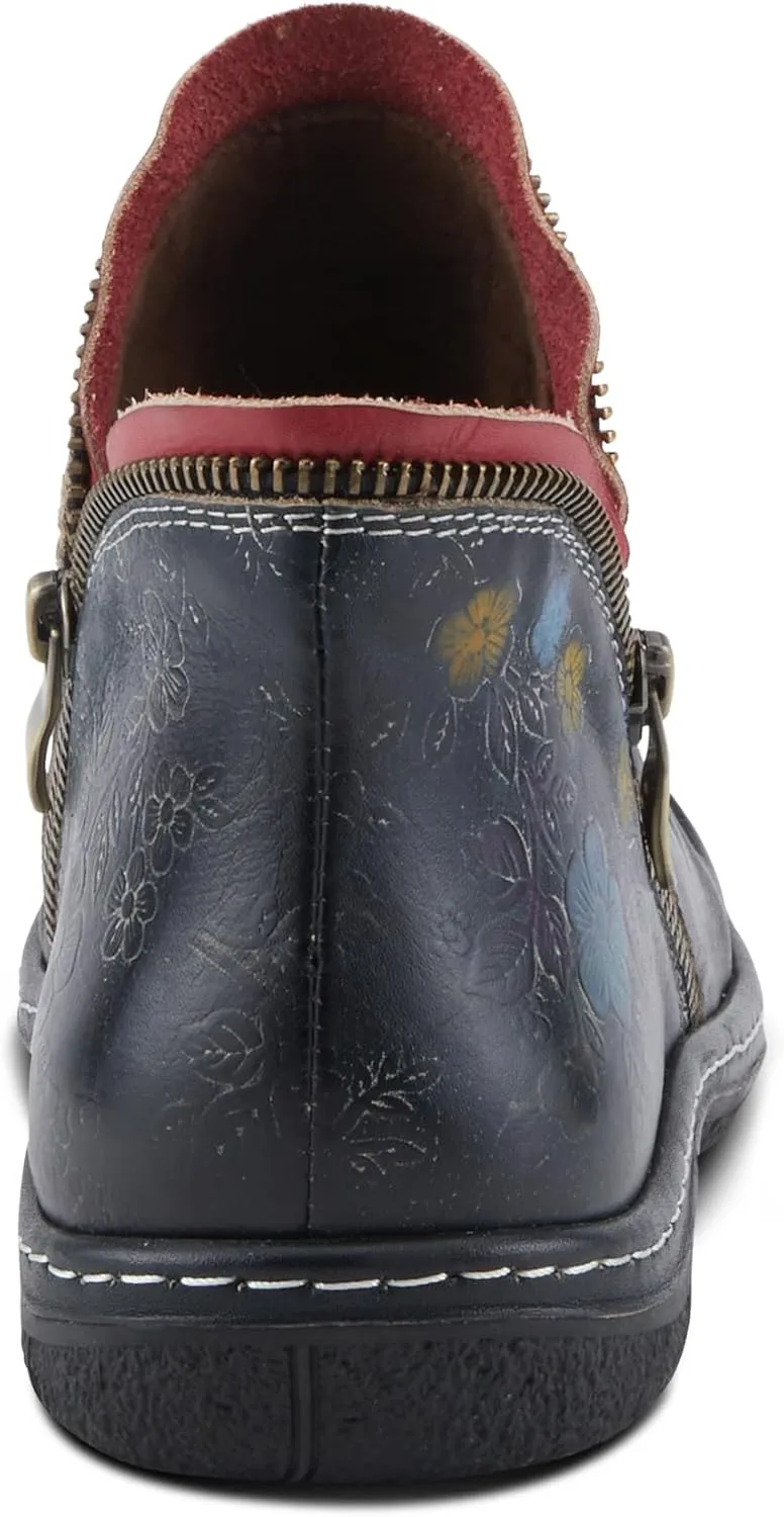 Spring Step L'Artiste Chesapeake Women's Floral Bootie - Painted Flowers, Burnished Leather, Bohemian Style