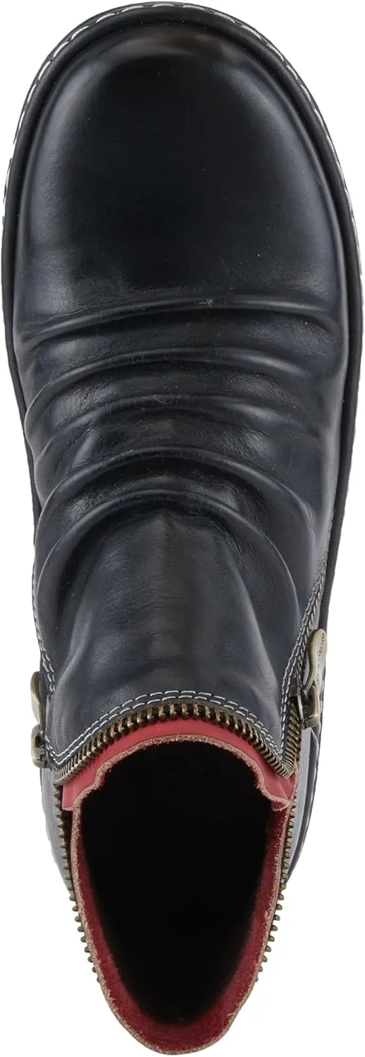 Spring Step L'Artiste Chesapeake Women's Floral Bootie - Painted Flowers, Burnished Leather, Bohemian Style