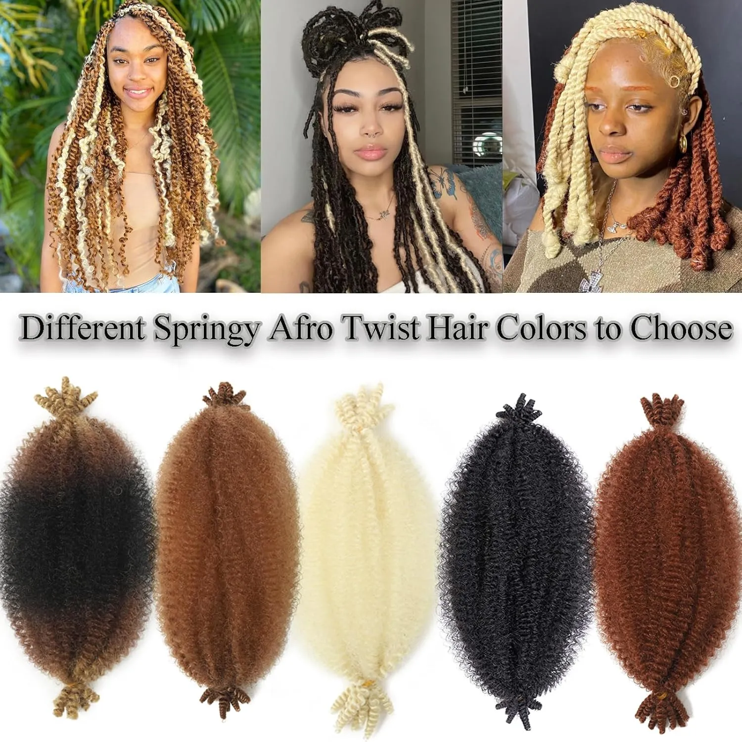 Springy Afro Twist Hair 12inch Marley Twist Braiding Hair 8 Packs Pre Fluffed 613 Blonde Wrapping Hair for Soft Locs Kinky Curly Crochet Hair Extensions
