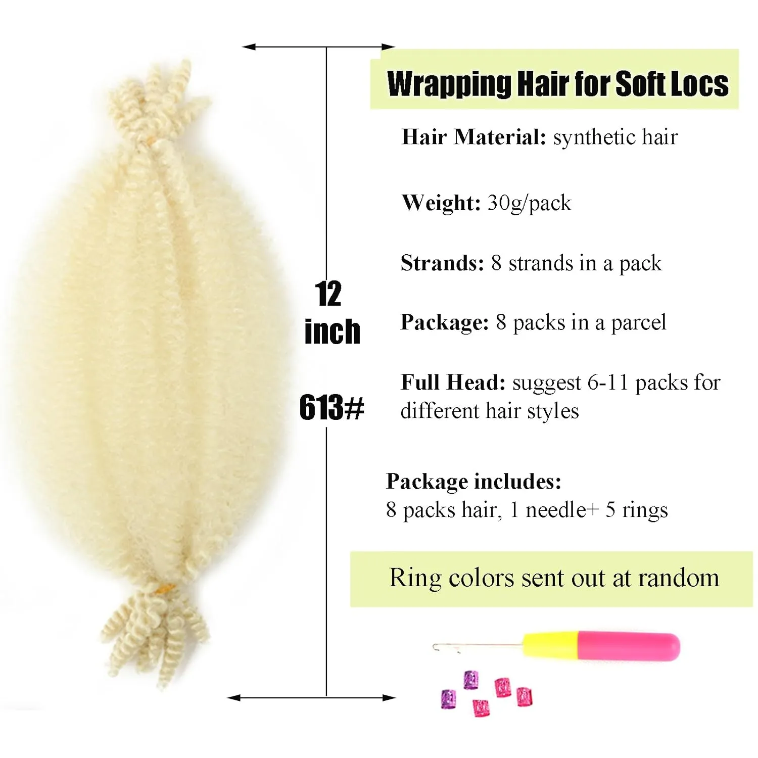 Springy Afro Twist Hair 12inch Marley Twist Braiding Hair 8 Packs Pre Fluffed 613 Blonde Wrapping Hair for Soft Locs Kinky Curly Crochet Hair Extensions