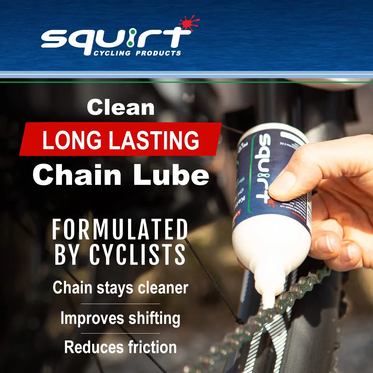 Squirt Chain Lube for Bikes 2 Pack (120ml) – Long-Lasting Lubricant for All Bike Chains – All-Weather Dry Lube to Reduce Noise & Chainsuck – Bicycle Tools & Maintenance Aid