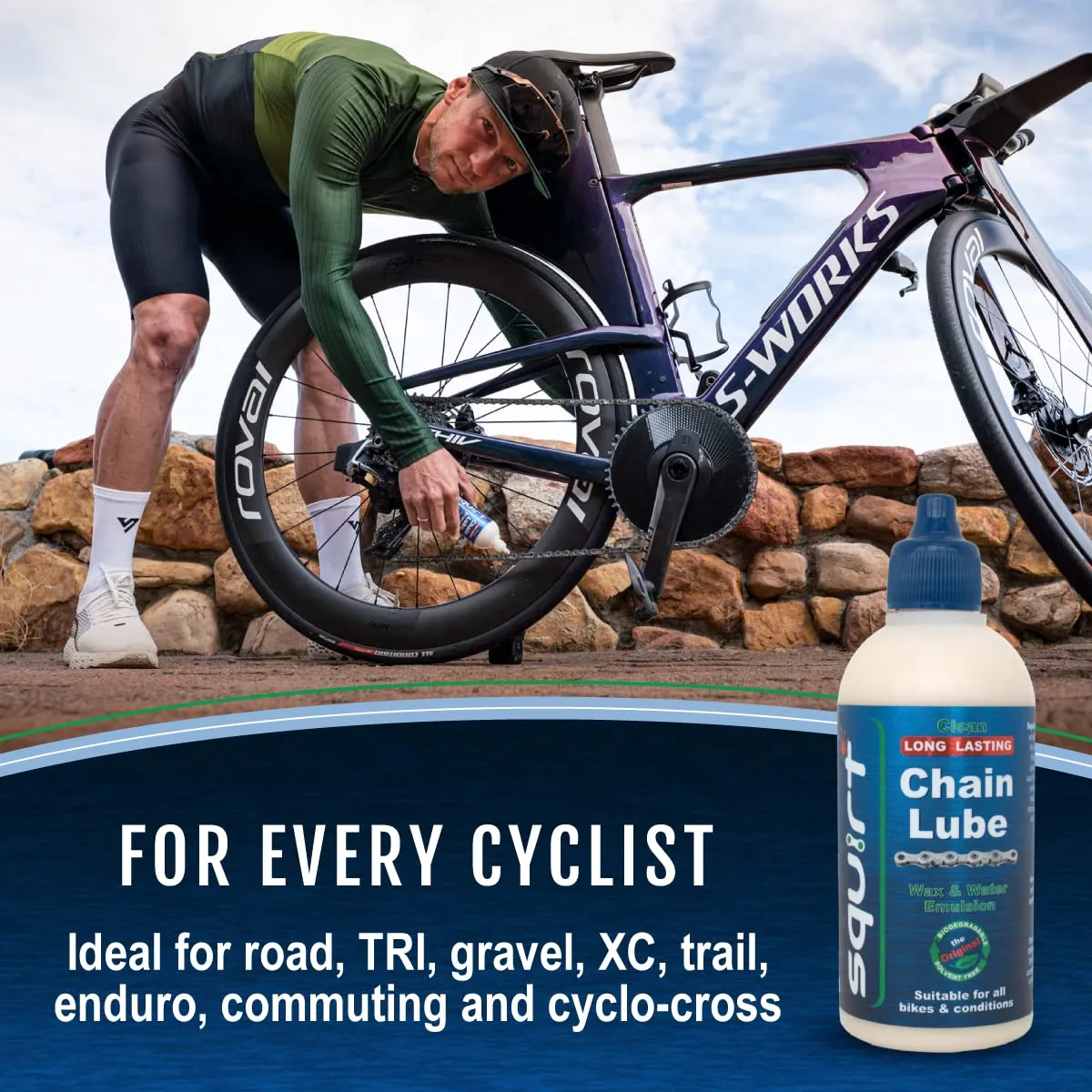 Squirt Chain Lube for Bikes 2 Pack (120ml) – Long-Lasting Lubricant for All Bike Chains – All-Weather Dry Lube to Reduce Noise & Chainsuck – Bicycle Tools & Maintenance Aid