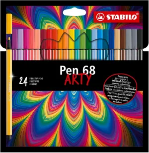 STABILO Premium Fiber-Tip Pen Pen 68 - ARTY - Pack of 24 - Assorted Colors
