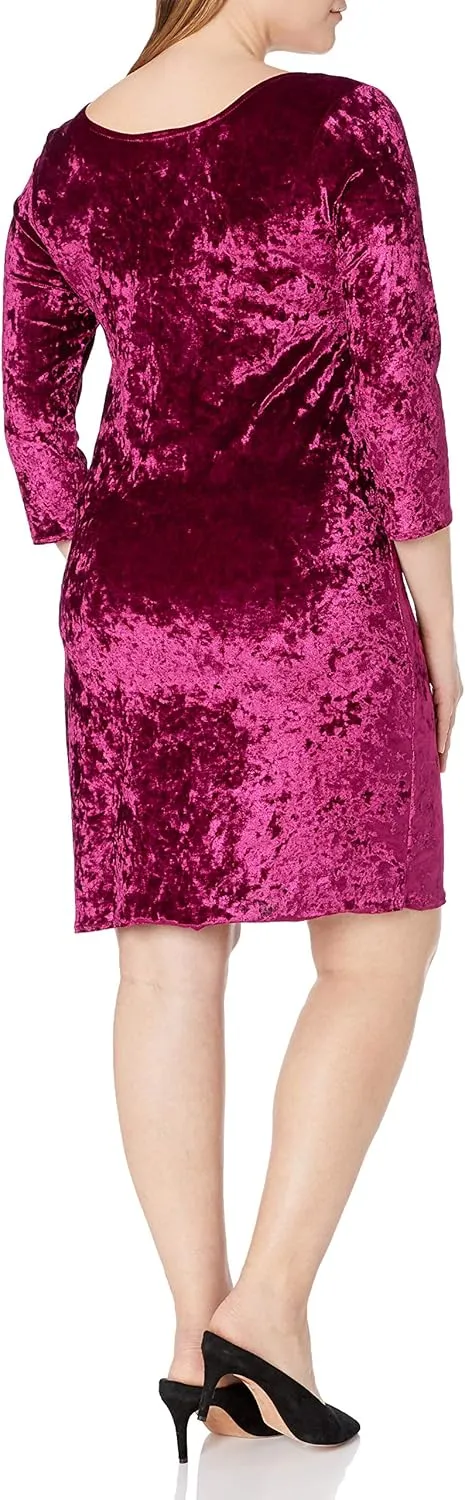 Star Vixen 3/4 SLV Pinch Vfrt Str Velvet Bodycon Dress
