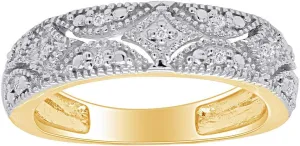 Sterling Silver Round Prong Set Moissanite, Natural Diamond And Lab Grown Diamond Accent Bridal Wedding Band Ring for her in 14K Gold Over Sterling Silver, Jewelry gift for Women