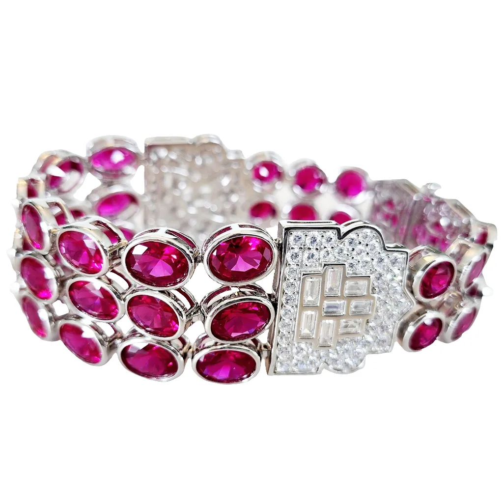 Sterling Silver Ruby and Pearl Embellished Ring and Bracelet