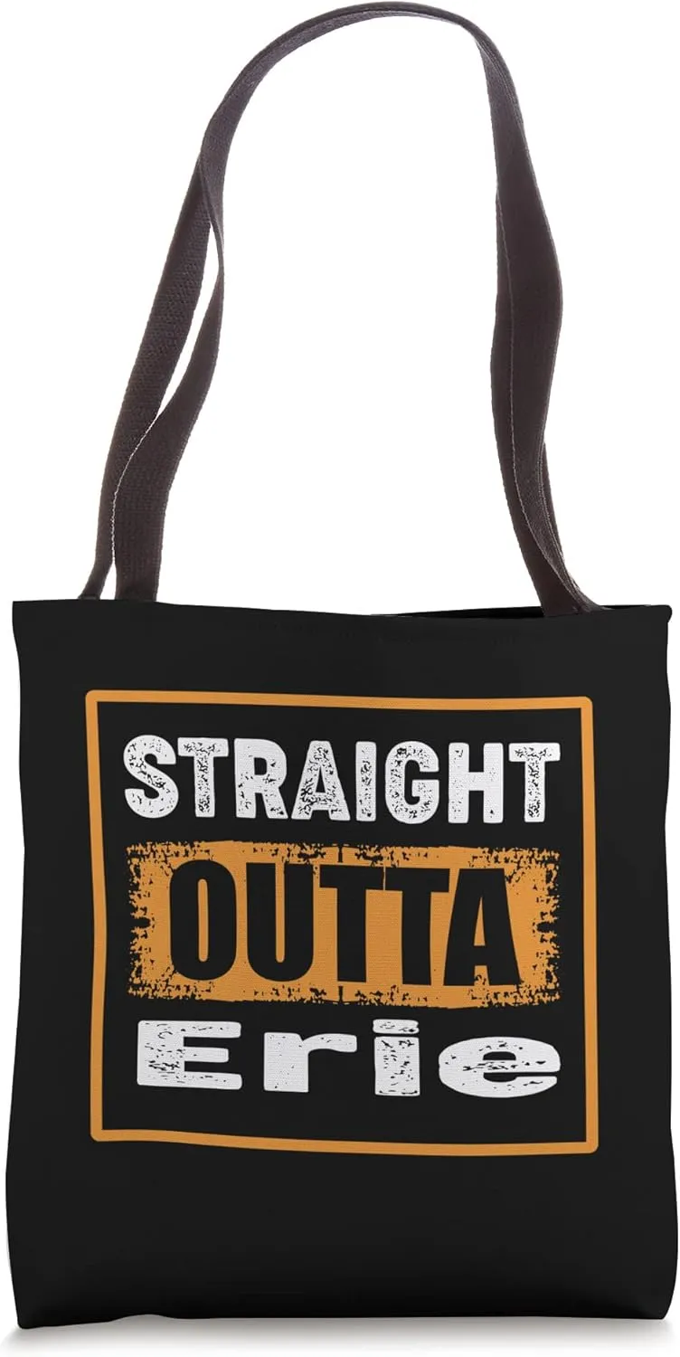 Straight Outta Erie Pennsylvania USA Retro Distressed Humor Tote Bag