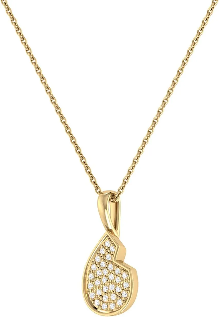 Street Cycle Open Teardrop Design Diamond Pendant with Chain for Women - Available in 14K Yellow, Rose Gold Vermeil and Non Vermeil 925 Sterling Silver Pendant (Color HI, Clarity I2-I3)