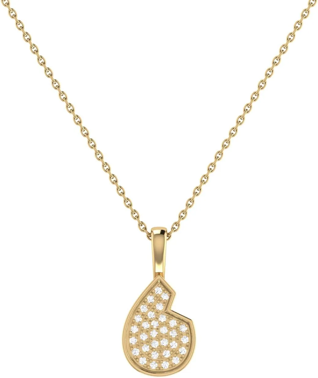Street Cycle Open Teardrop Design Diamond Pendant with Chain for Women - Available in 14K Yellow, Rose Gold Vermeil and Non Vermeil 925 Sterling Silver Pendant (Color HI, Clarity I2-I3)
