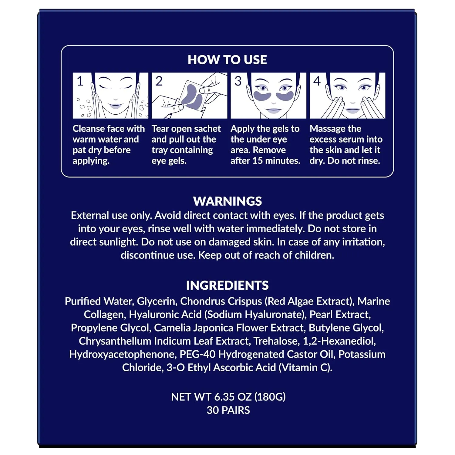 Stylia Under Eye Patches for Puffy Eyes and Dark Circles (30 Pairs) - Marine Collagen Under Eye Mask with Vitamin C, Hyaluronic Acid, Pearl Extract - Eye Masks for Dark Circles and Puffiness