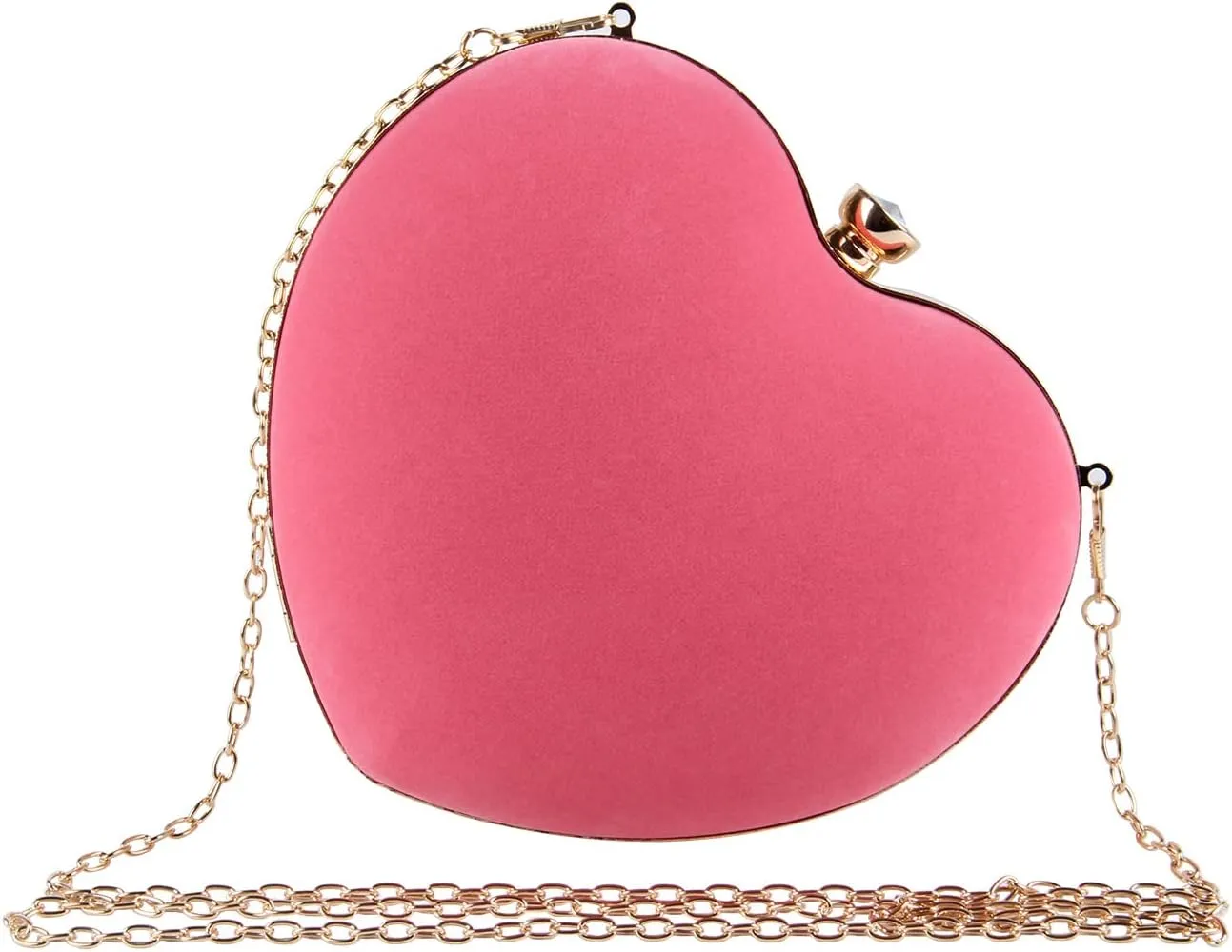SUKUTU Womens Heart Shape Evening Bag Purse Velvet Party Tote Mini Handbag Clutch Chain Clear Shoulder Bag