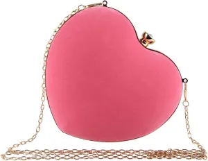 SUKUTU Womens Heart Shape Evening Bag Purse Velvet Party Tote Mini Handbag Clutch Chain Clear Shoulder Bag