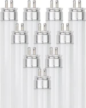 Sunlite 12-Inch F8T5/CW T5 Linear Fluorescent Lamp, 8 Watts, 350 Lumens, 4100K Cool White, Miniature G5 Bi-Pin Base, ROHS Compliant, High Performance Straight Tube, 10 Pack