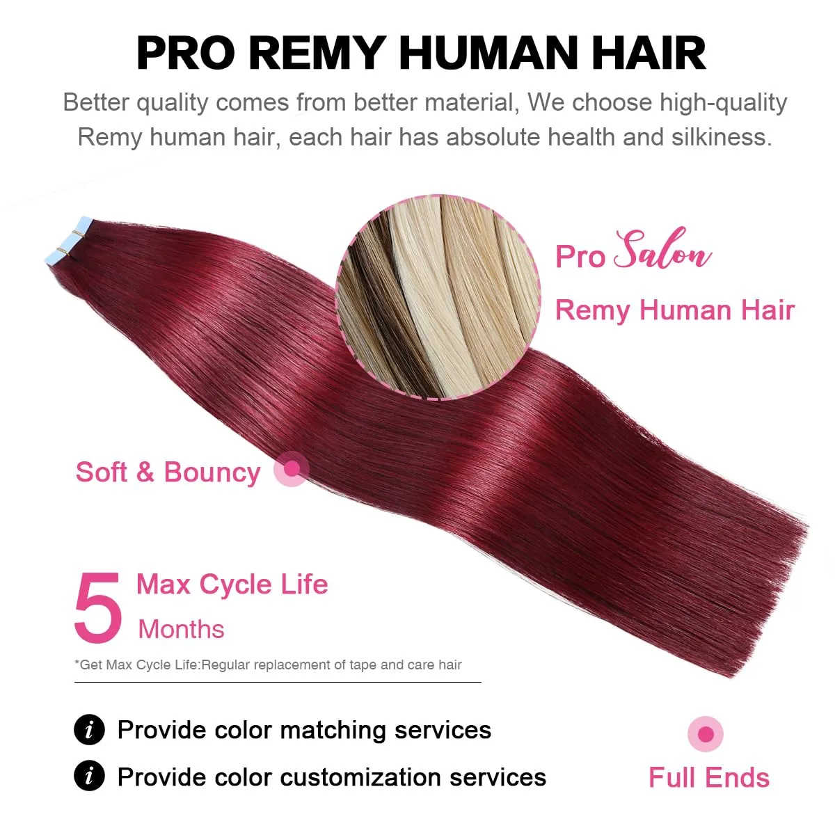 SUYYA Tape in Hair Extensions Human Hair Wine Red 20 inches 20pcs 50 Grams Per Pack Burgundy Straight Tape in Real Hair Extensions 99j(20 inches,#Burgundy)
