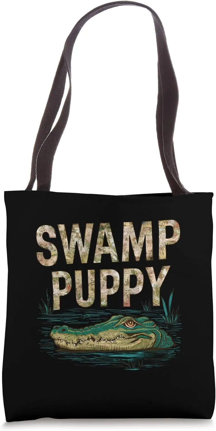 Swamp Puppy Alligator Crocodile Funny Tote Bag