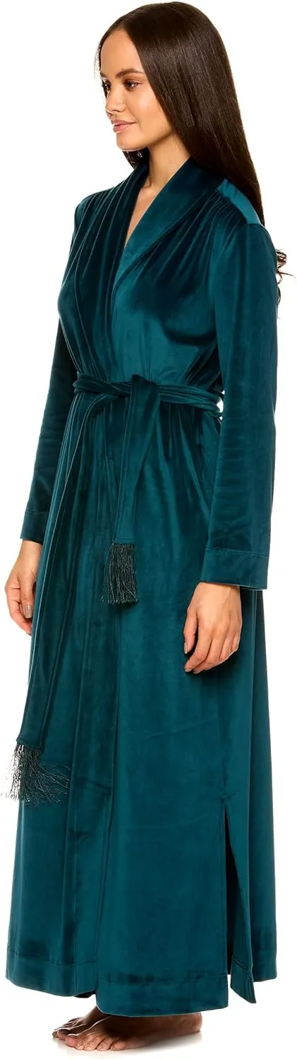 TAHARI Womens Robes Long - Velour Bathrobe with Tasseled Tie - Elegant Women's Robes - Robe Gifts for Women