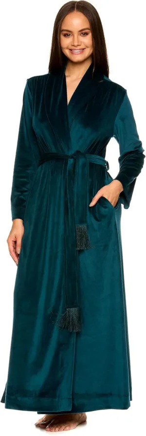TAHARI Womens Robes Long - Velour Bathrobe with Tasseled Tie - Elegant Women's Robes - Robe Gifts for Women