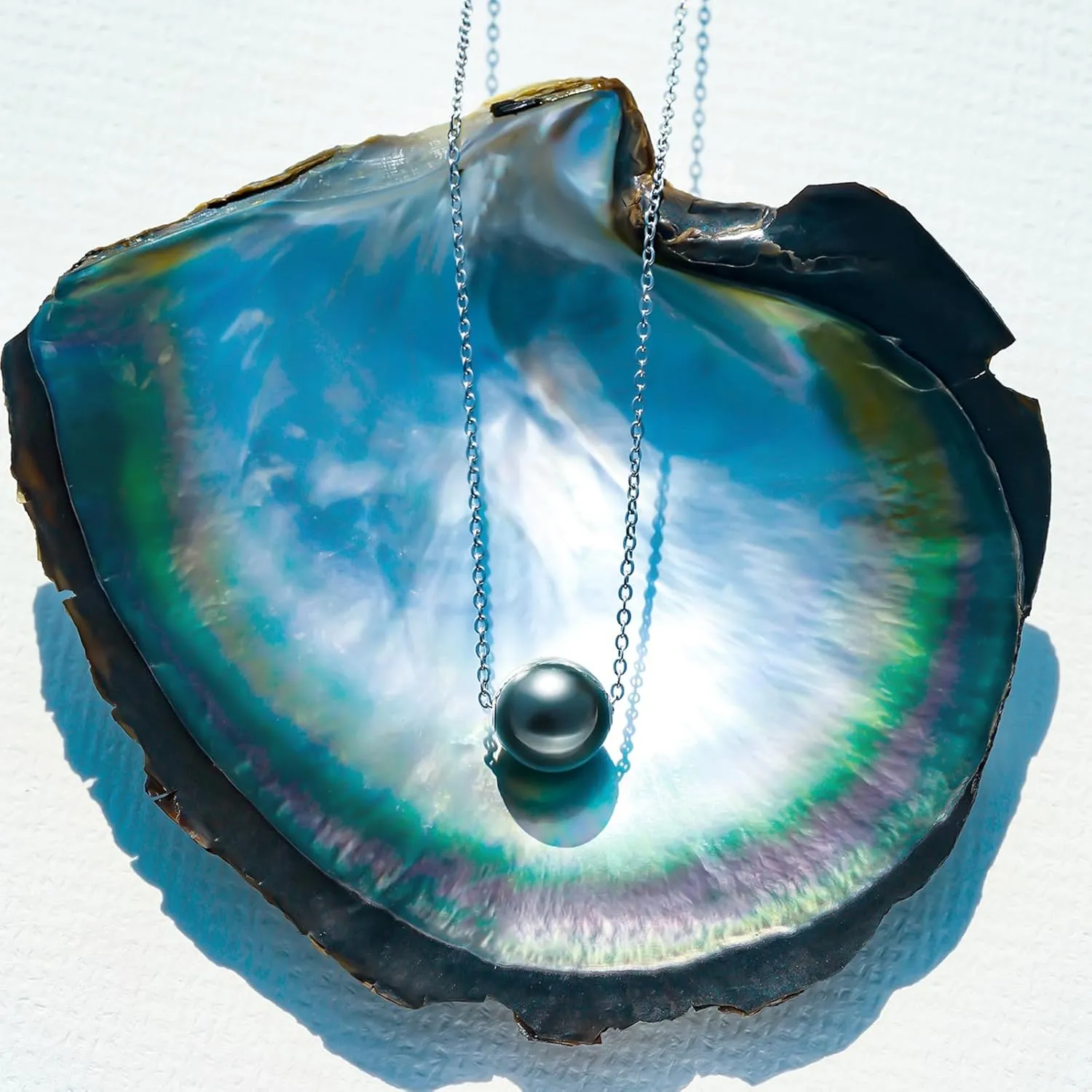 Tahitian Black Pearl Necklace, 9-12mm AAAA Handpicked Natural Black Pearl Pendant with 18K Yellow/White Gold Plated Sterling Silver Chain, Luxury Gifts for Women, Wife, Mother, Girlfriend, Anniversary, Birthday, Mothers Day