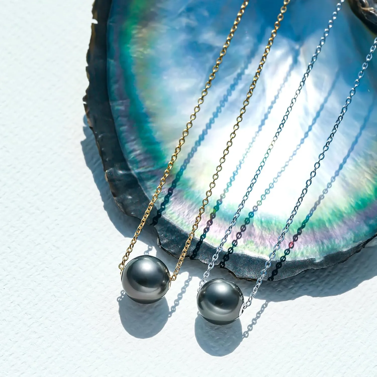 Tahitian Black Pearl Necklace, 9-12mm AAAA Handpicked Natural Black Pearl Pendant with 18K Yellow/White Gold Plated Sterling Silver Chain, Luxury Gifts for Women, Wife, Mother, Girlfriend, Anniversary, Birthday, Mothers Day