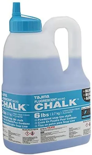 Tajima Micro Chalk - Fluorescent Blue 6-lbs (2.7kg) Ultra-Fine Snap-Line Chalk with Durable Bottle & Easy-Fill Nozzle - PLC2-FB2700