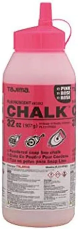 Tajima Micro Chalk - Fluorescent Pink 32 oz (907g) Ultra-Fine Snap-Line Chalk with Durable Bottle & Easy-Fill Nozzle - PLC2-FP900