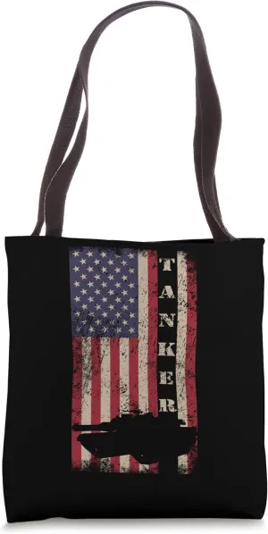 Tanker Abrams Tank Crew Veteran American Flag Tote Bag