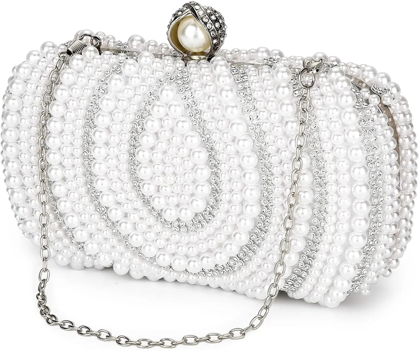 Tanpell Women's Pearl Beaded Evening Clutches Bags for Wedding Luxury Evening Purse Handbag for Party Prom