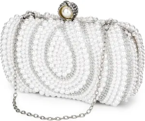 Tanpell Women's Pearl Beaded Evening Clutches Bags for Wedding Luxury Evening Purse Handbag for Party Prom