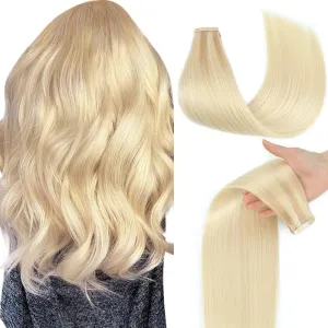 Tape in Hair Extensions Human Hair 14 Inch 20pcs Balayage Ash Blonde Mixed Platinum Blonde Straight Invisible Seamless Remy Tape in Hair Extensions Human Hair(18/60/60#,14 Inch)