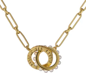Ted Baker London Lola Double Logo Link Necklace for Women (Gold/Pearl)