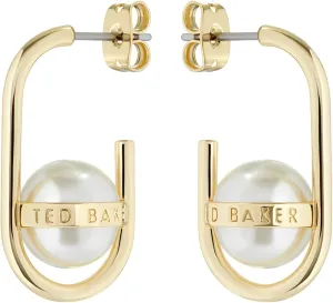 Ted Baker London Peritta Statement Pearl Hoop Earrings For Women (Gold/Pearl)
