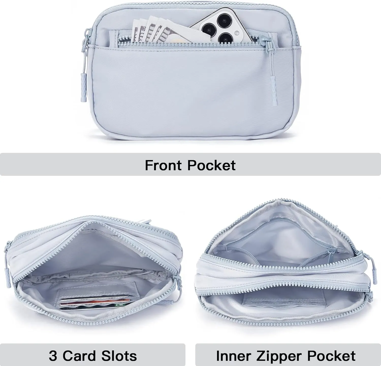 Telena Fanny Packs for Women Men Fashionable Cross Body Belt Bag with Adjustable Straps Grey Blue