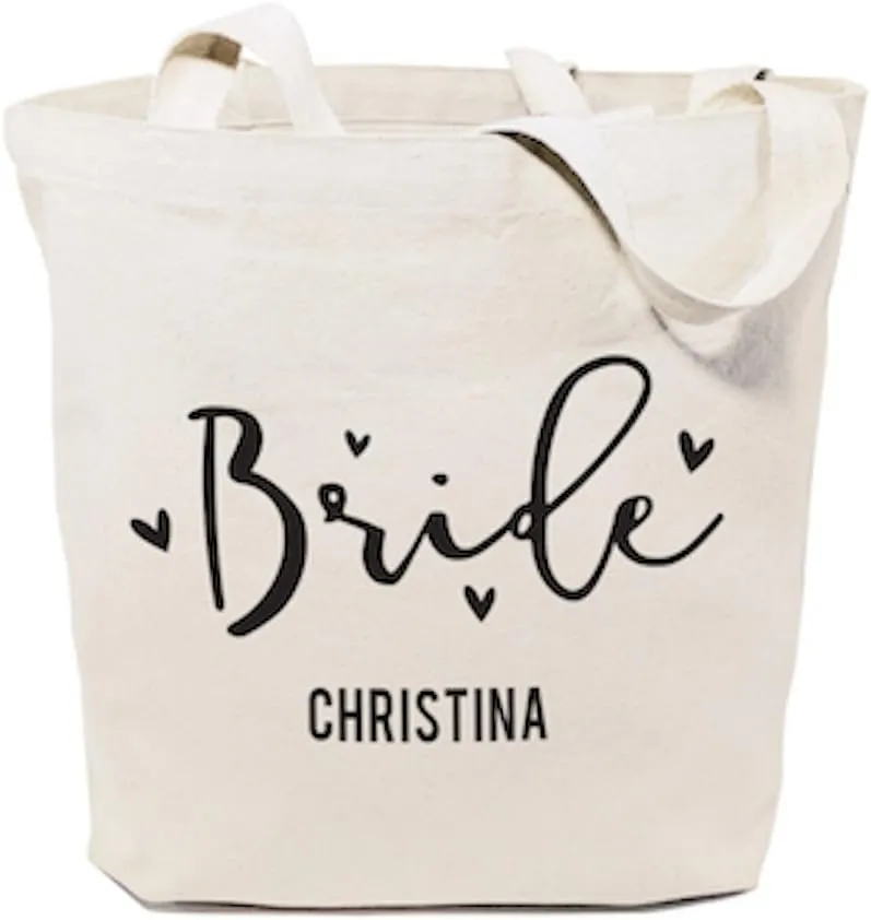 The Cotton & Canvas Co. Wedding, Bridesmaid Gift, Beach, Shopping and Travel Resusable Shoulder Tote and Handbag
