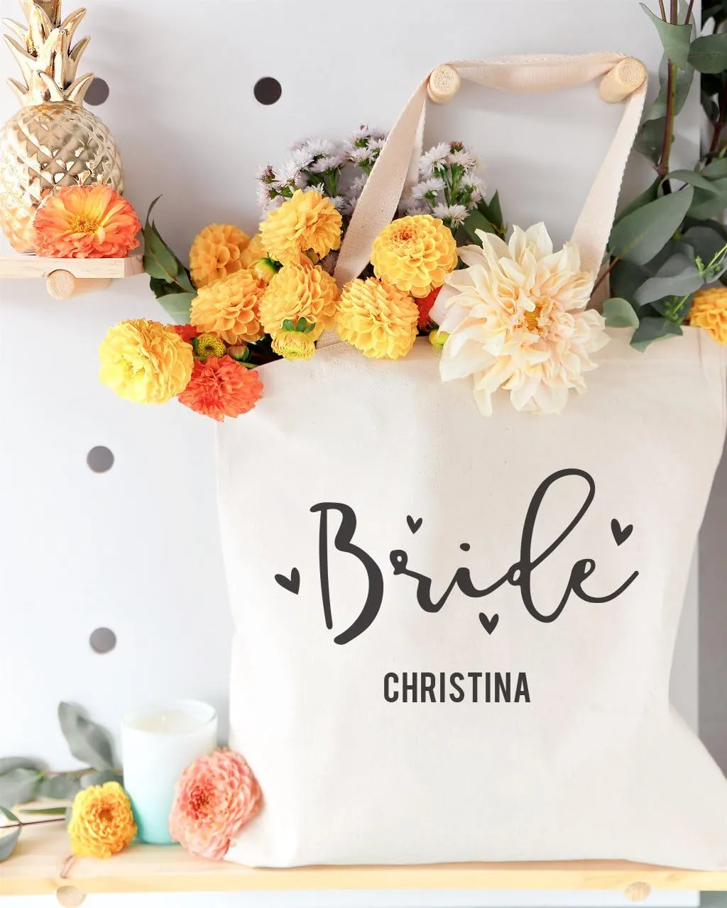 The Cotton & Canvas Co. Wedding, Bridesmaid Gift, Beach, Shopping and Travel Resusable Shoulder Tote and Handbag