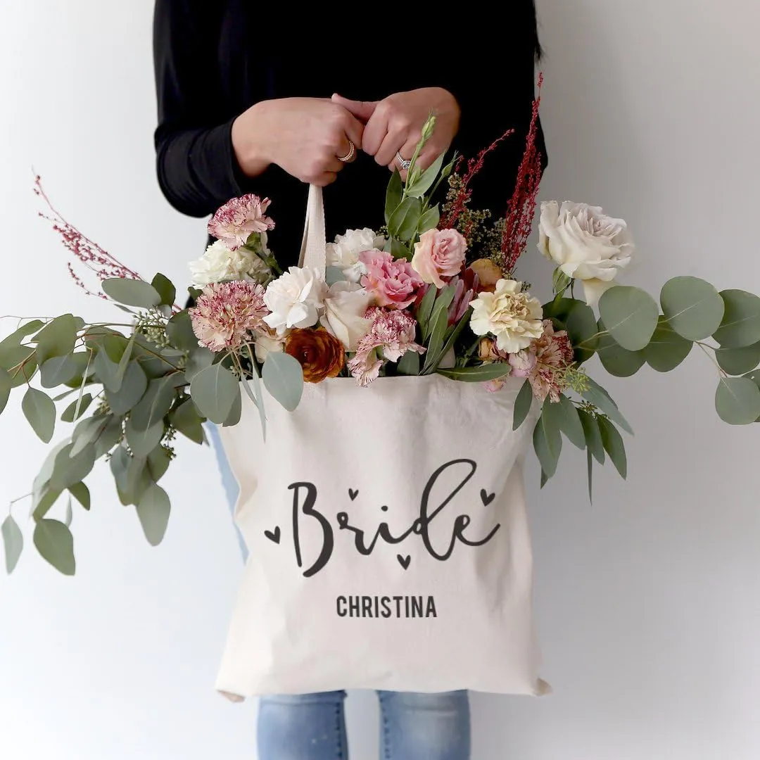 The Cotton & Canvas Co. Wedding, Bridesmaid Gift, Beach, Shopping and Travel Resusable Shoulder Tote and Handbag