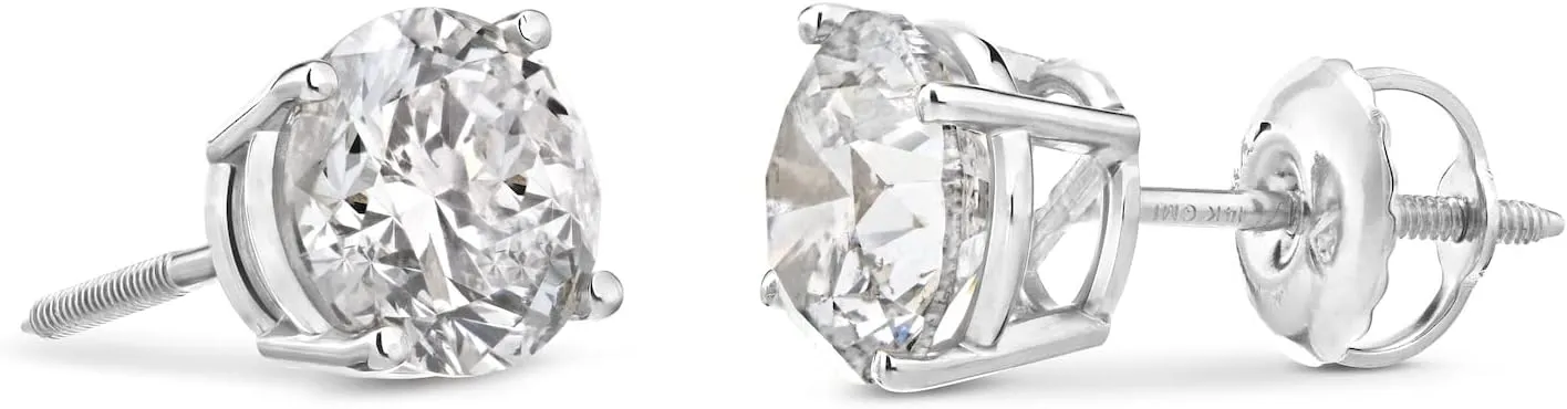 The Diamond Channel CERTIFIED 1 to 6 Carat LAB GROWN Solitaire Diamond Stud Earrings Round Cut 4 Prong Screw Back (F-G Color, VS1-VS2 Eye Clean Clarity)