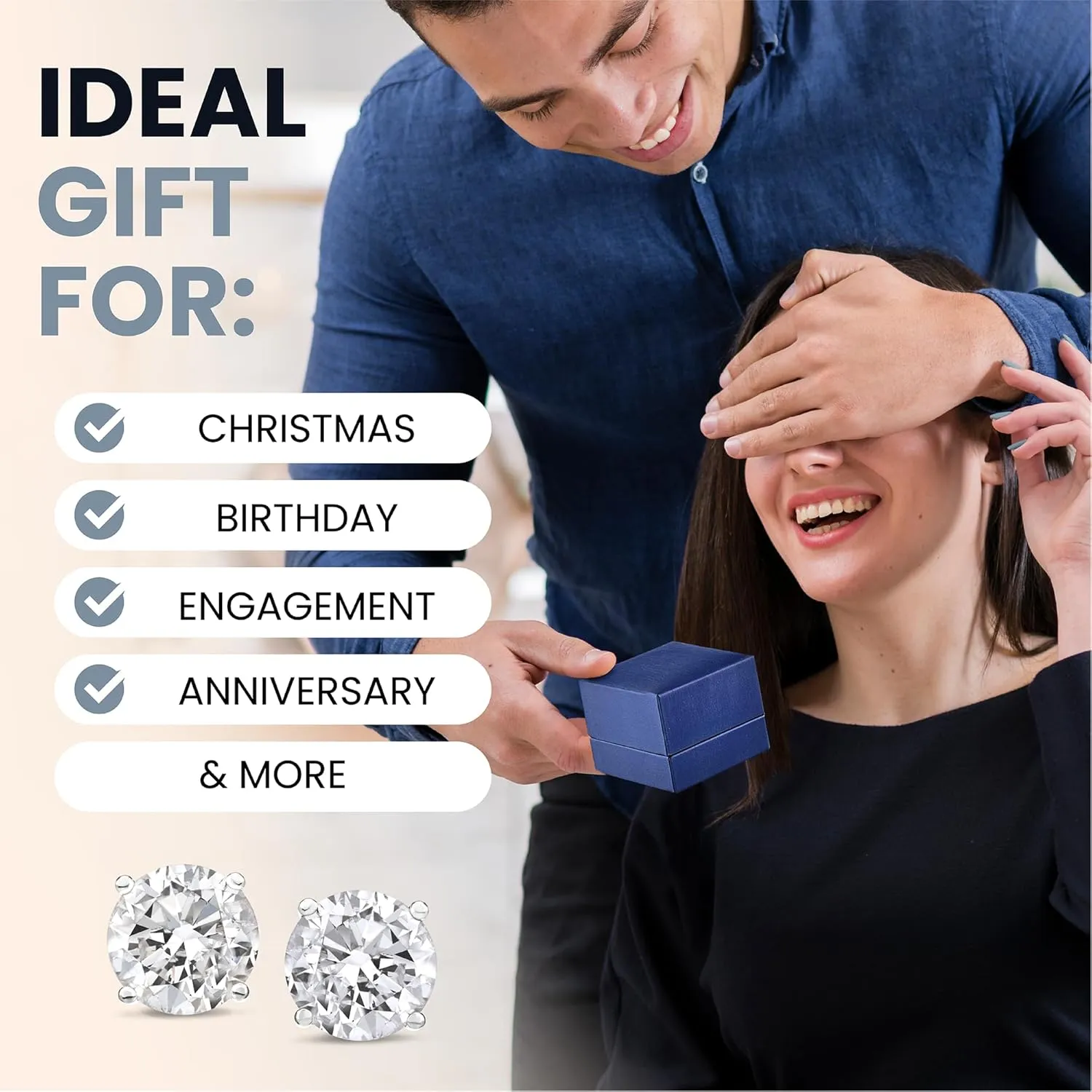 The Diamond Channel CERTIFIED 1 to 6 Carat LAB GROWN Solitaire Diamond Stud Earrings Round Cut 4 Prong Screw Back (F-G Color, VS1-VS2 Eye Clean Clarity)