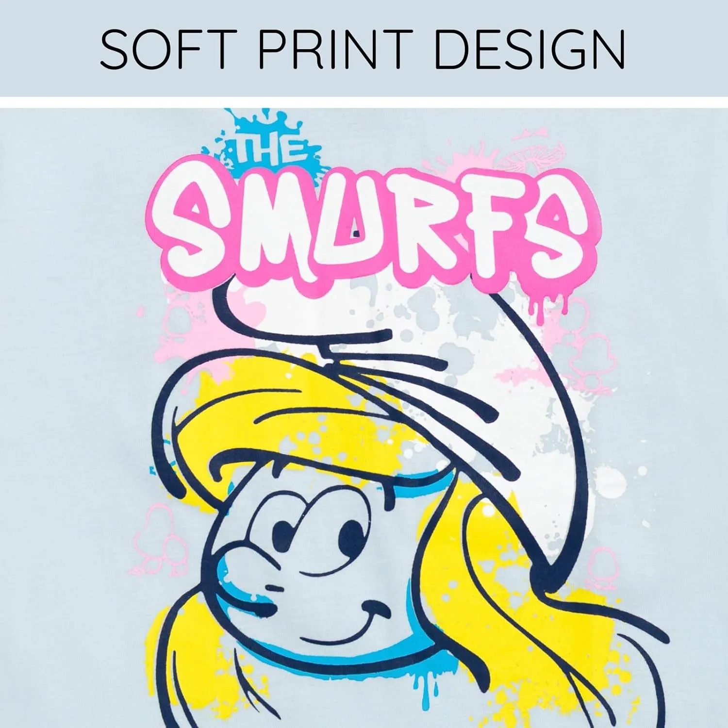 The Smurfs Girls T-Shirt and French Terry Shorts Outfit Set Toddler to Big Kid Sizes (2T - 10-12)