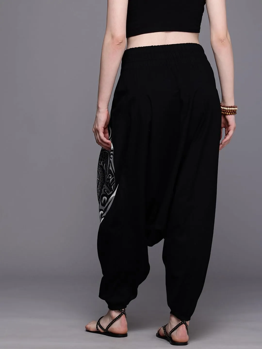 The Veshti Company Women's Printed Summer Harem Pants, Cotton Boho Hippie Casusal Oversized Palazzo Pant for Women