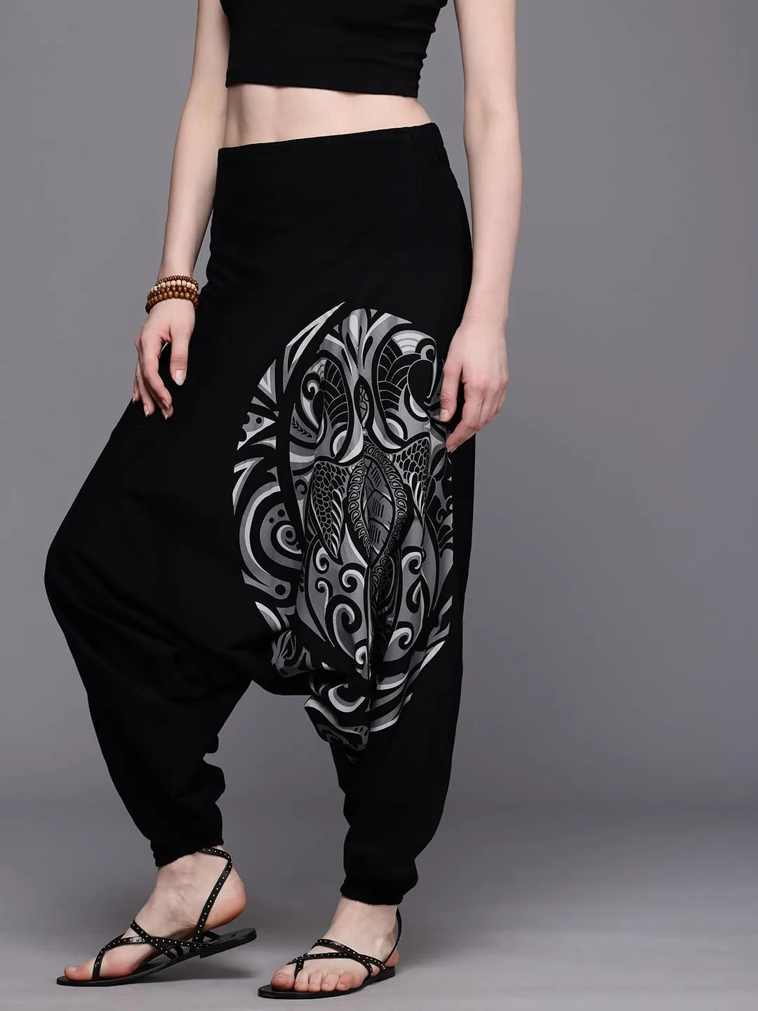 The Veshti Company Women's Printed Summer Harem Pants, Cotton Boho Hippie Casusal Oversized Palazzo Pant for Women