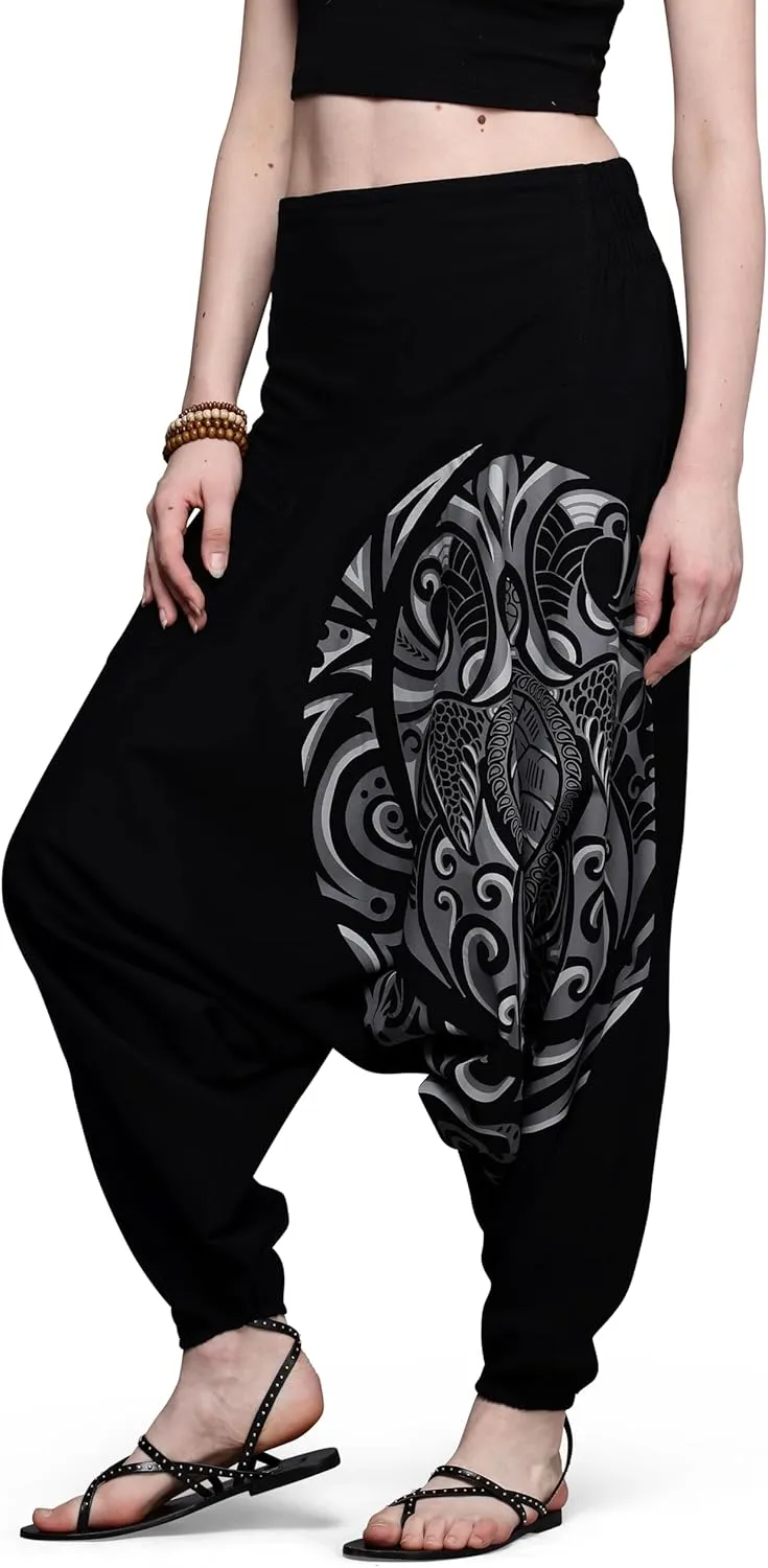 The Veshti Company Women's Printed Summer Harem Pants, Cotton Boho Hippie Casusal Oversized Palazzo Pant for Women